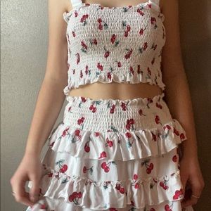Cherry crop and skirt from Shein
